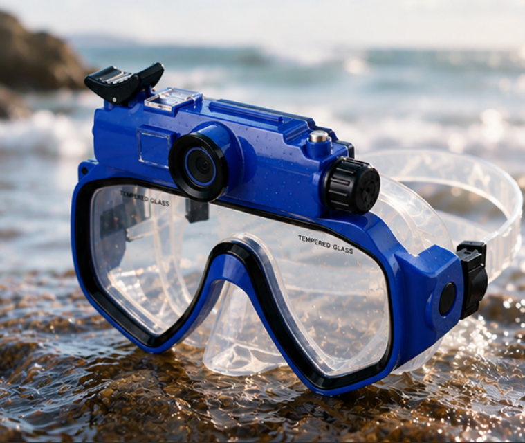 DiveShot Capture Mask - Ocean Blue angle