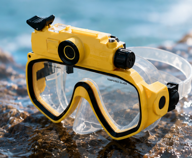 DiveShot Capture Mask - Sand Yellow angle