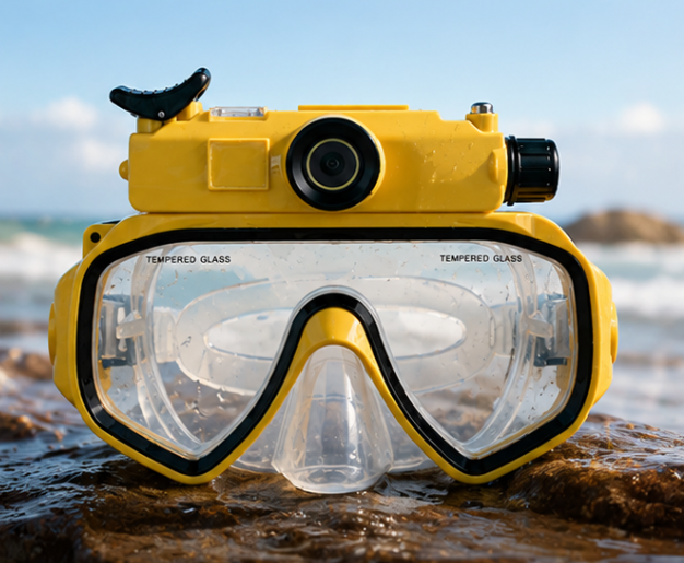 DiveShot Capture Mask - Sand Yellow front